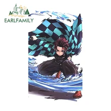 EARLFAMILY – autocollants de voiture, 13cm x 7.5cm, dessin animé Cool Kamado Tanjirou, pour moto, ordinateur portable, fenêtre de véhicule, décor de décalcomanies Demon Slayer