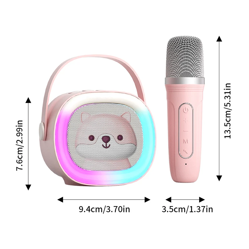 TANALAZ K25 마이크 사운드 올인원 무선 블루투스 홈 KTV 풀 레인지 라우드 스피커, 체리 핑크