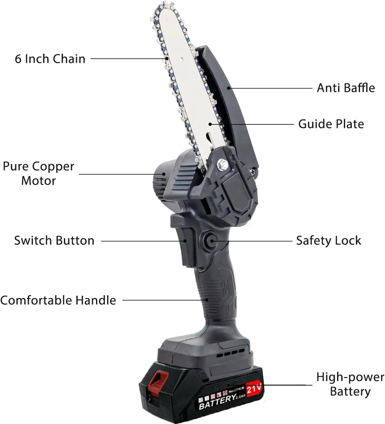 6 Inch Mini Cordless Chainsaw Handheld 21V Electric Portable Chain Saw Tree Branch Cutter Wood-Cutting Trimming Shears Tree mini chainsaw,electric chainsaw,electric saw