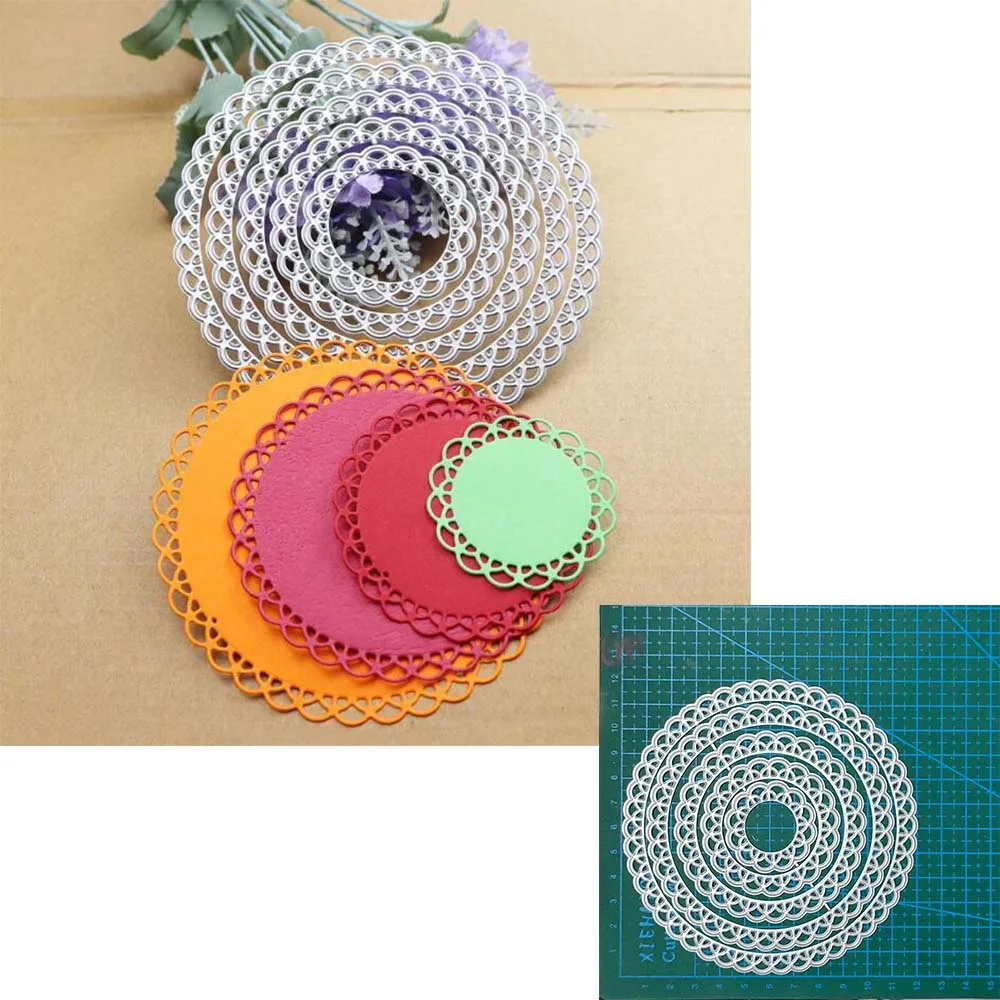 

Lace Round Die Circle Metal Cutting Dies Scrapbooking Die Cut for DIY Photo Album Card Craft Paper Blade Punch Embossing Stencil