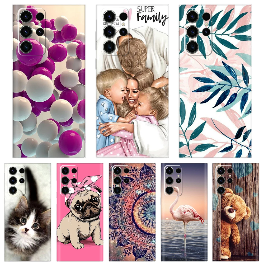 Per Samsung Galaxy S23 Ultra Case Cover Posteriore In Silicone Morbido Verniciato A Fiori Per Samsung S23 Plus S 23 S23Ultra S23Plus Funda Coque