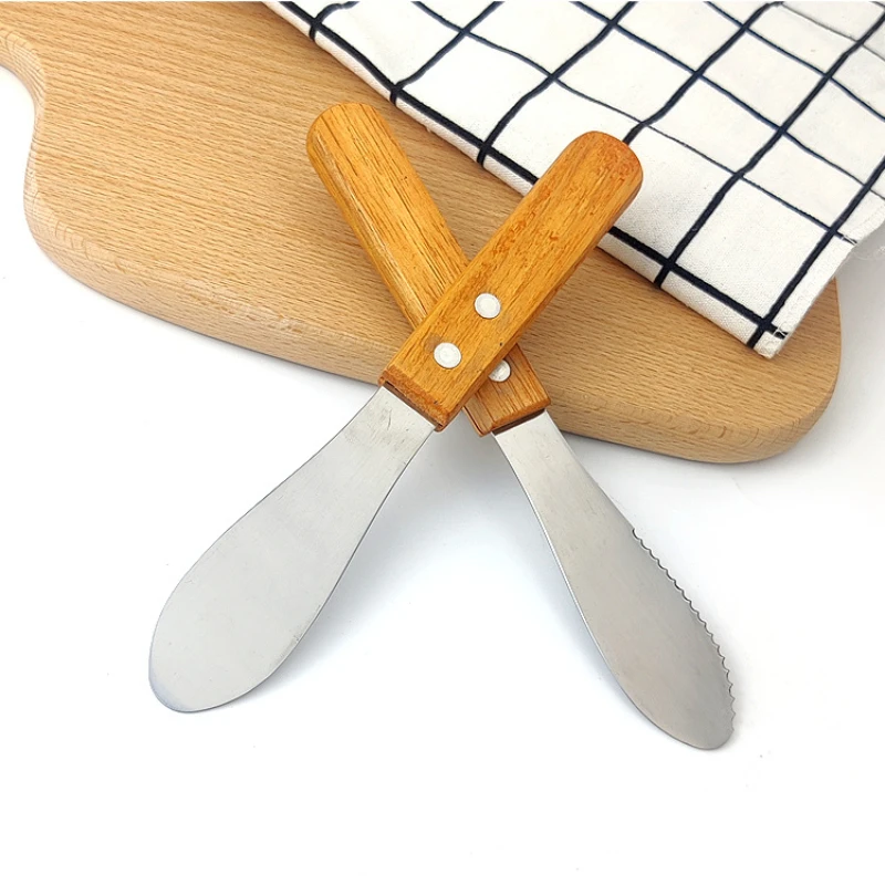 Cheese Butter Knife 1Pc Stainless steel cream cheese butter knife wooden handle sandwich cheese and jam spread tool kitchen utensils