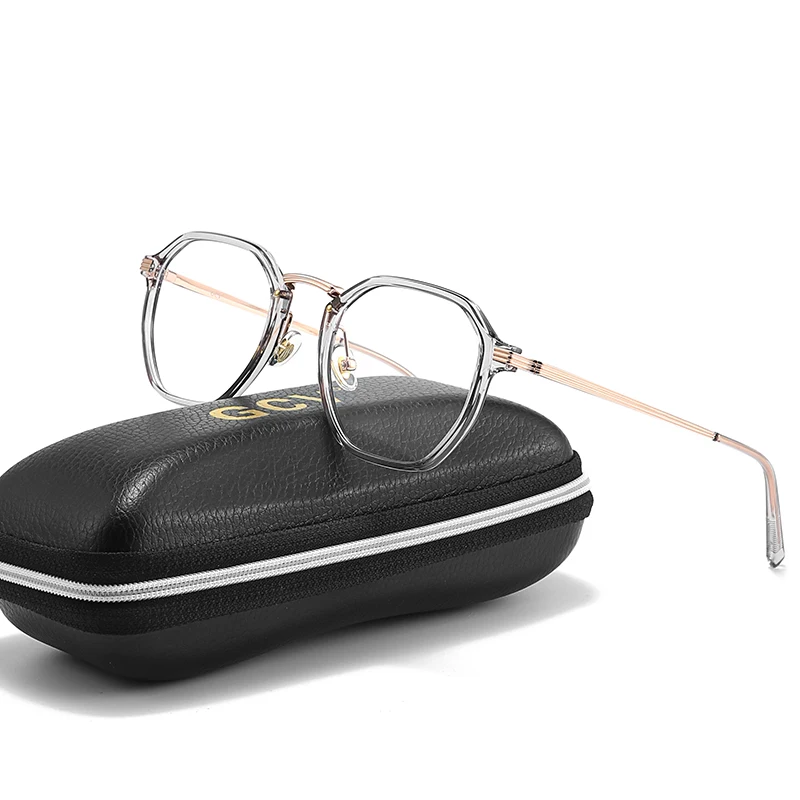 Men's And Women's Universal Square Minimalist Design Fashionable Acrylic Metal Glasses Frame Anti Blue Glasses acrylic metal glasses frame