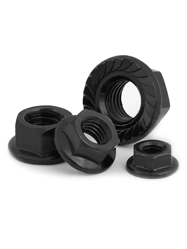 Hexagon Nuts Carbon Steel Flange Locking Nuts 5-100pcs