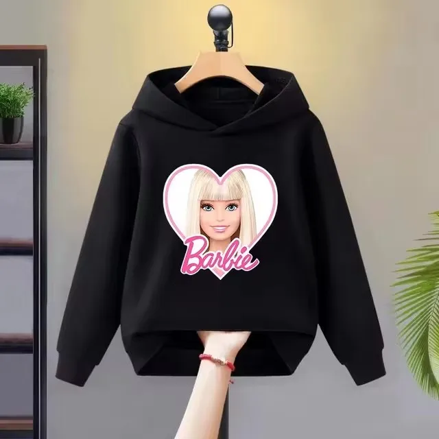 thumbnail image 1 of Sudadera con capucha de forro polar con estampado de dibujos animados de Barbie para niña, sudadera Kawaii de manga larga, ropa para bebé, primavera y otoño, 1 of 5