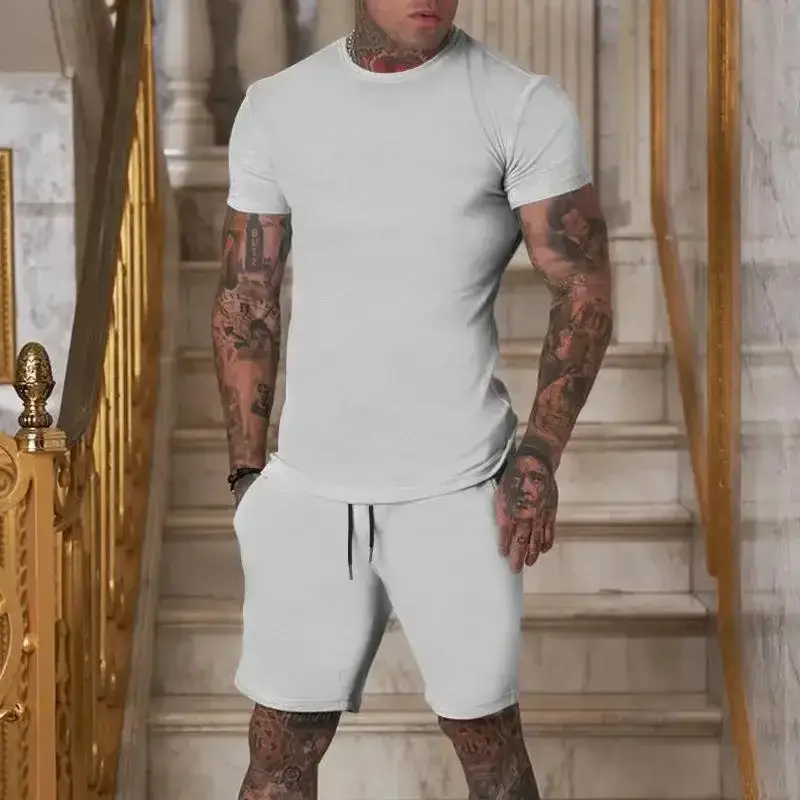 Fashionable and Casual Summer Outdoor Sports Suit Men's Breathable T-Shirt Shorts Casual and Fashionable Two-Piece Set Tracksuit - Image 7