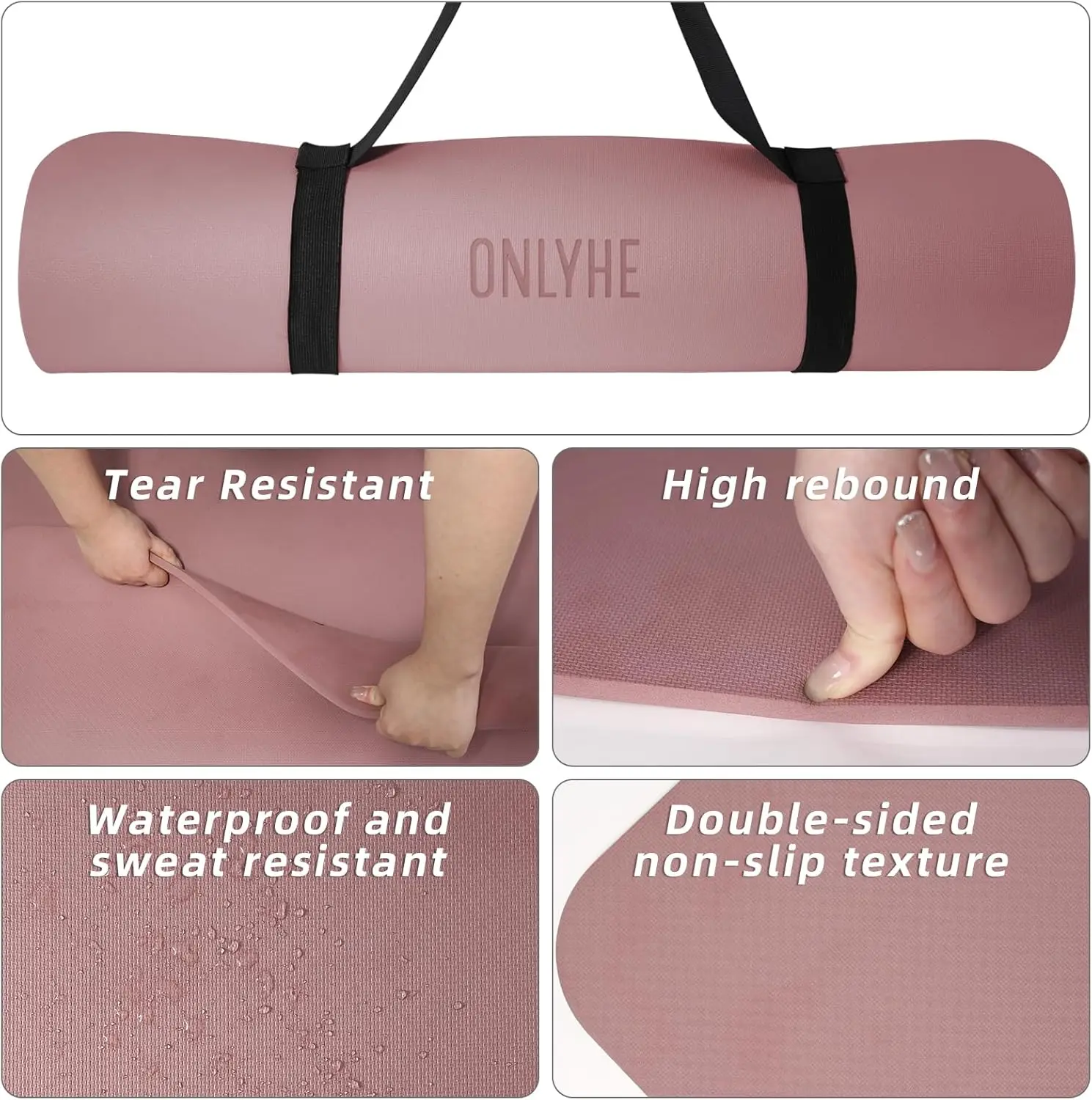 Extra Thick 8mm TPE Yoga Mat - 72" x 26" Non-Slip Travel Fitness Mat 3