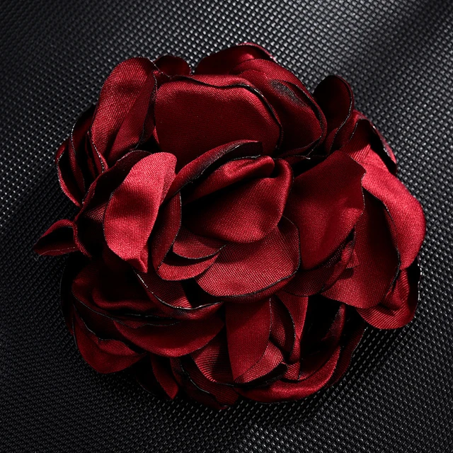 Large Burgundy Fabric Flower Pin