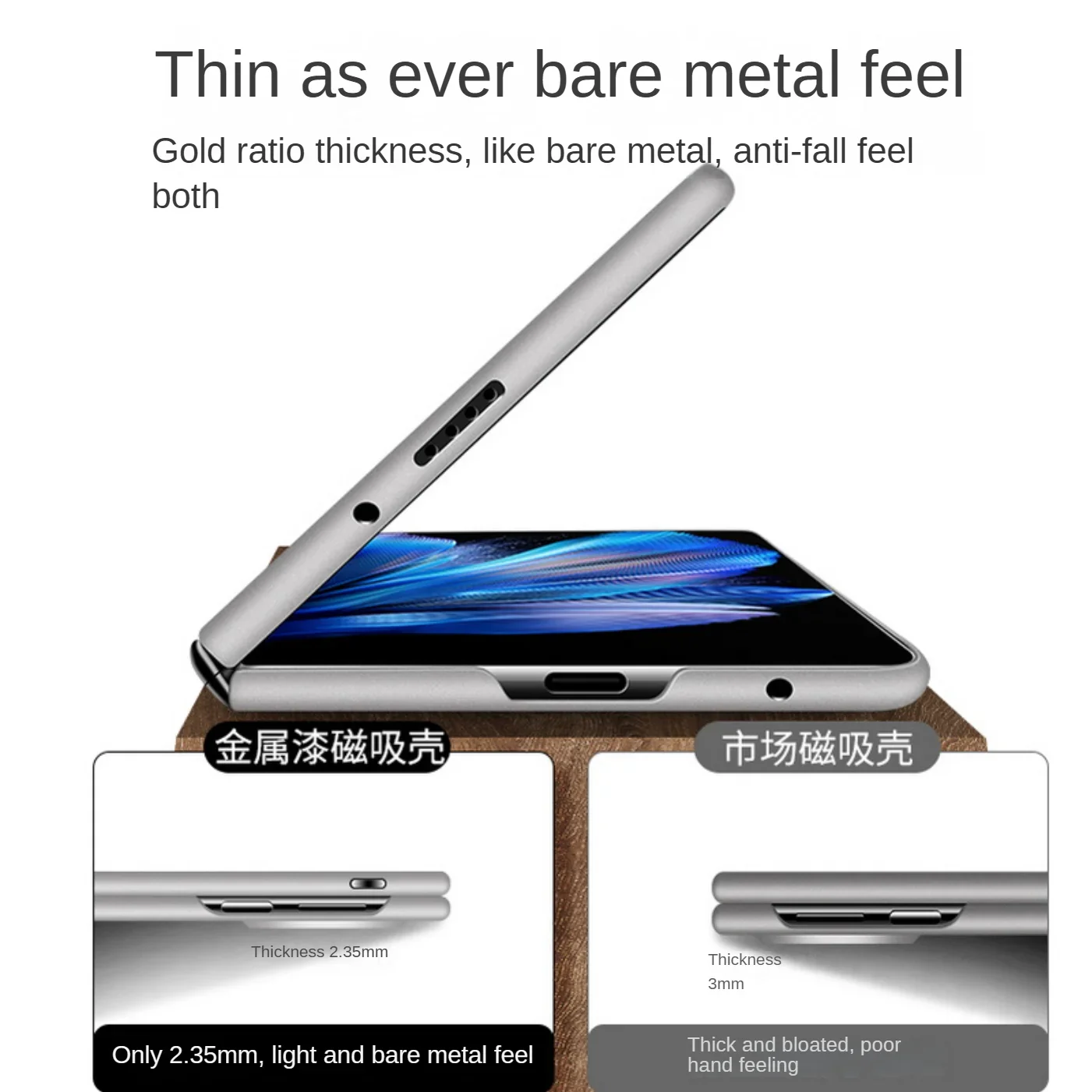Matte Thin Metallic Paint Frameless Case with Anti-Fingerprint Finish