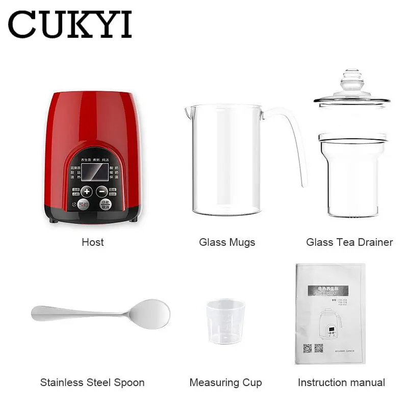 Portable Electric Cooker Stew Pot Office Electric Heating Cup 0.5L Mini Glass Yogurt Maker Herbal Heating 24H Timed Health pot