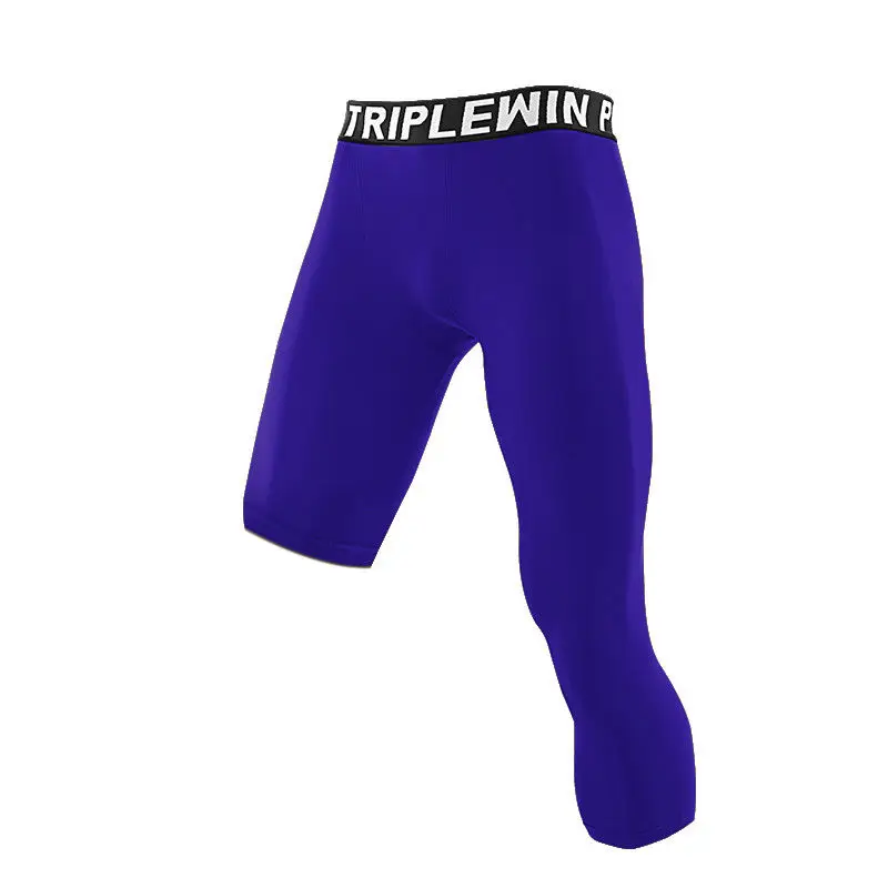 Summer Men Capri Running Tights GYM 3/4 Pants Male Basketball Football Soccer Fitness Exercise Sport One Leg Cropped Leggings 30