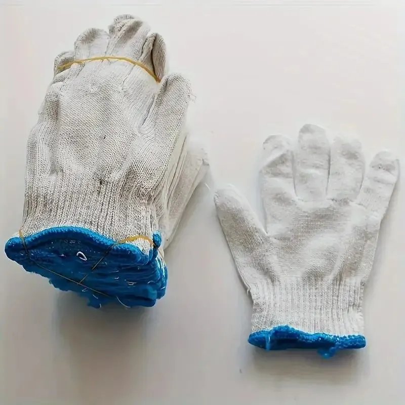 Cotton Work Gloves 24pcs Lampshade Cotton Non-slip And Wear-resistant Construction Site Work Gloves Encrypted Labor Protection Gloves