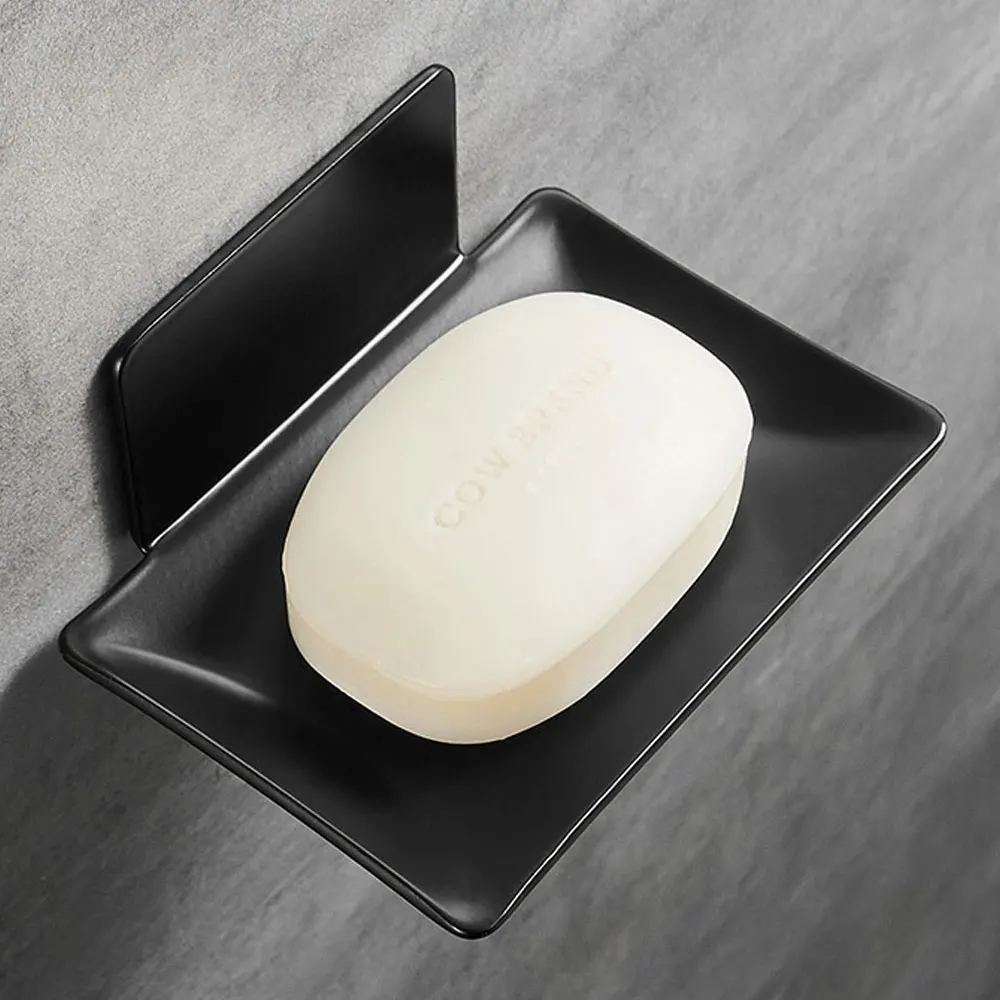 Stainless Steel Pasting Wall-Mounted Drainage Soap Dish Tray No Drilling Soap Sponge Holder Rack Bathroom Accessories