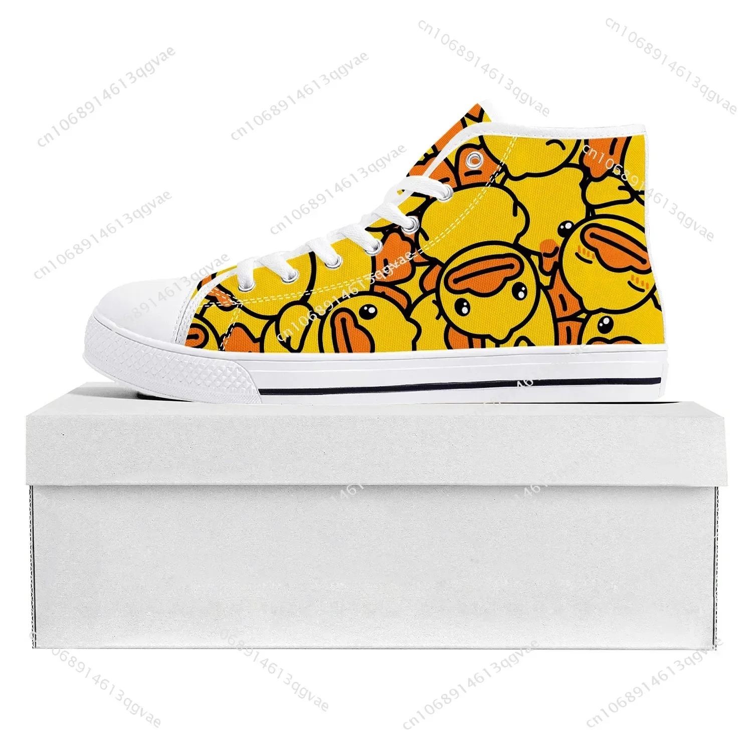 Yellow Duck Printed High Top High Quality Sneakers Mens Womens Teenager Canvas Sneaker Casual Couple Shoes Custom Made Shoe