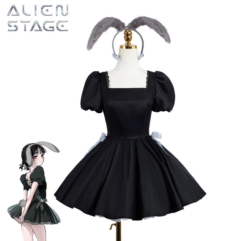 Generic Rabbit-Eared Black Dress Cosplay Costume for Halloween and Parties