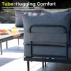 Outdoor 4 Pieces Metal Patio Furniture Set, Outdoor Sectional Sofa w/6 Inch Olefin Cushion,Modern Outdoor Conversation Sets 6