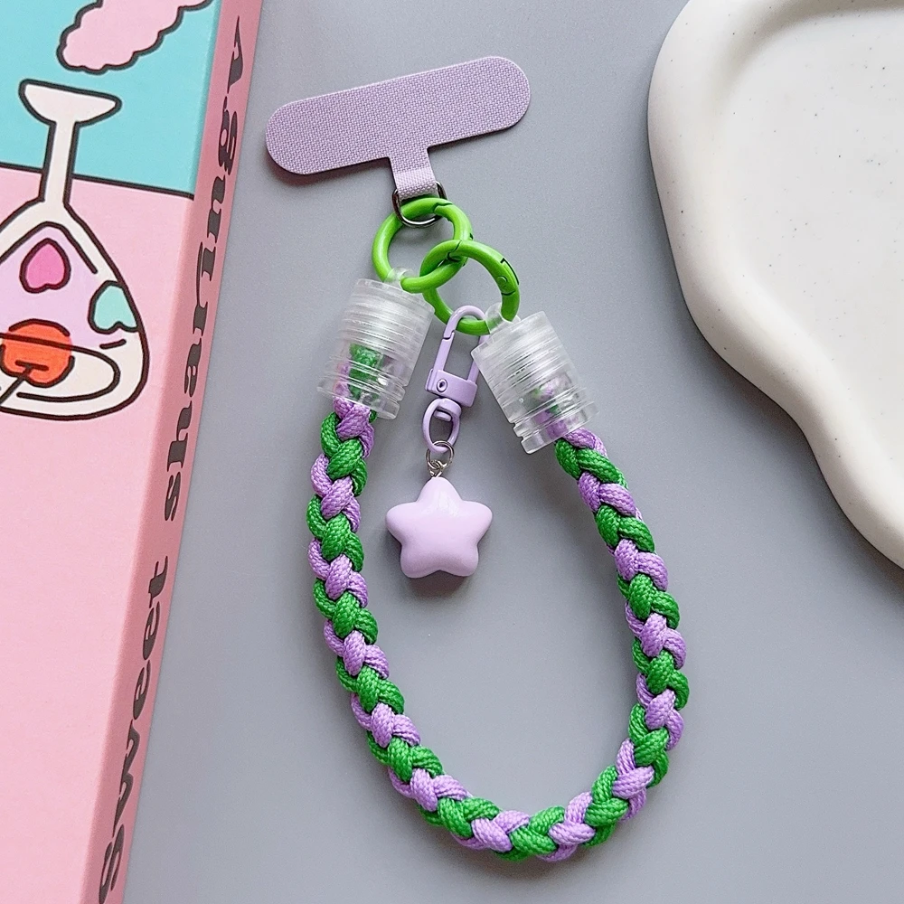 Universal Geflochtene Handy Lanyard Strap Cartoon Stern Hängende Kette Ring Schnur mit Patch Handgelenk Strap Handy Abnehmbare – Detail 7