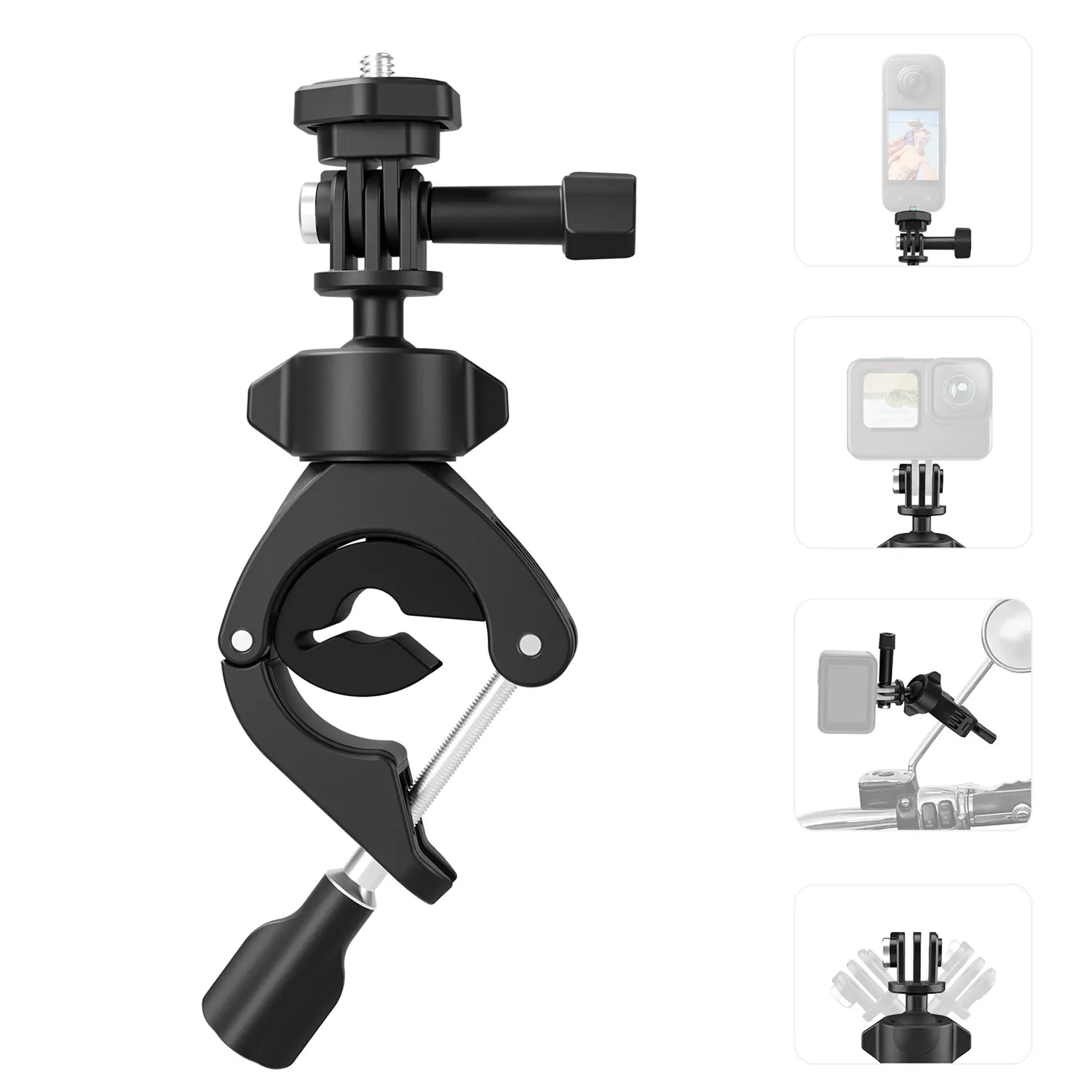 DJI/GoPro/Insta360 액션 카메라용 범용 자전거 튜브 클램프 마운트, 휴가 여행 및 야외 스포츠에 이상적인 액세서리
