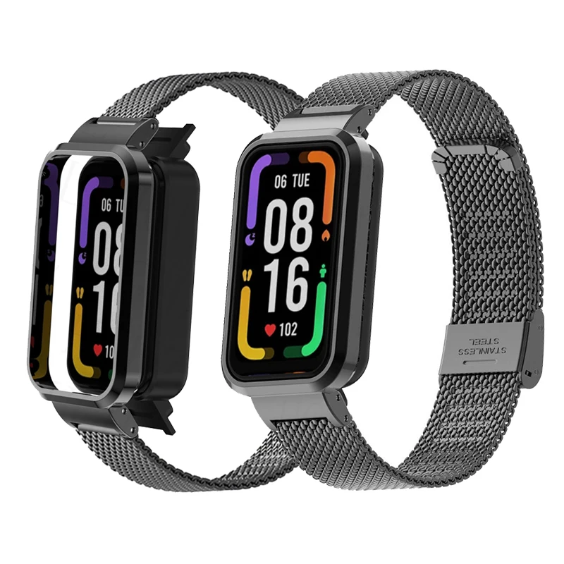 

Metal Strap + Protector Case For Redmi Band 2 Smart Watch Case Protector Stainless Steel Bracelet For Redmi Band Pro Watch band
