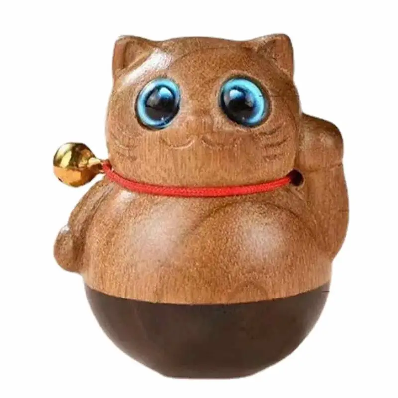 

Wood Carved Cat Handmade Wood Carved Cats Handmade Carving Cat Decoration Kitten Decoy Crooked Cat Kitten Fortune Cat For Cat