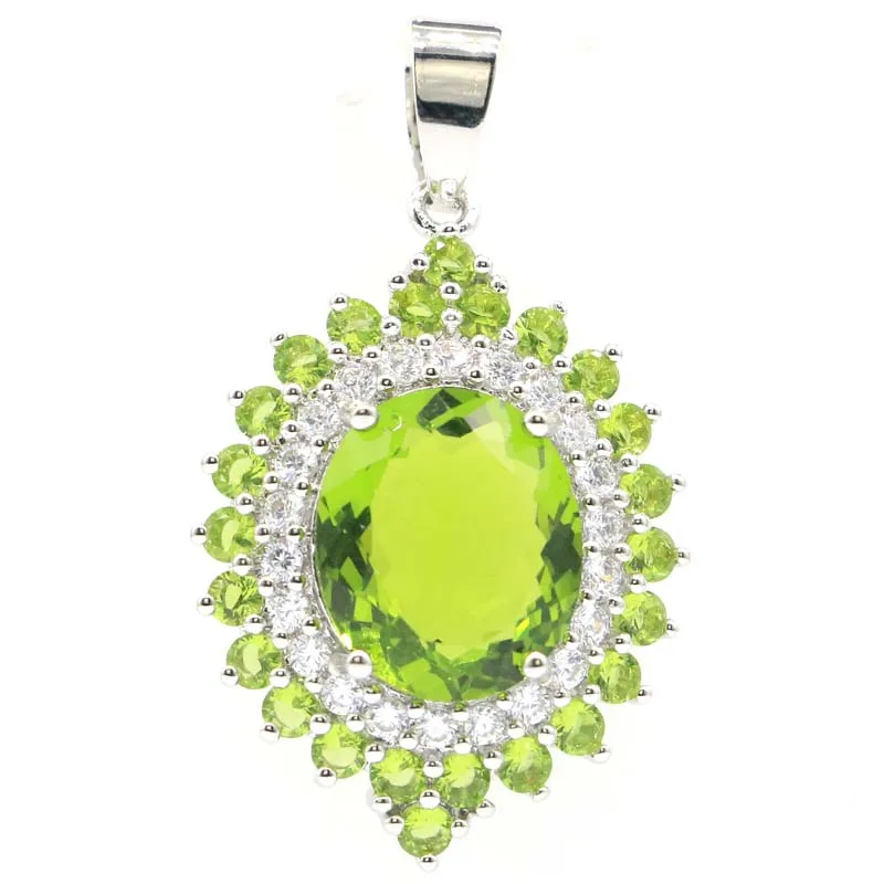 

925 SOLID STERLING SILVER PENDANT Prevent Allergy Green Peridot Golden Citrine Swiss Blue Topaz Red Blood Rubies CZ Woman's Gift