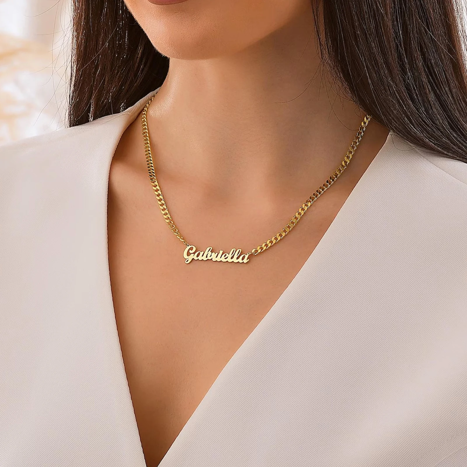 Lemegeton 3 mm kubanische Kette, personalisierte, individuelle Namenskette für Damen und Herren, goldfarben, Edelstahl, Schmuck, Mama-Geschenke – Detail 13