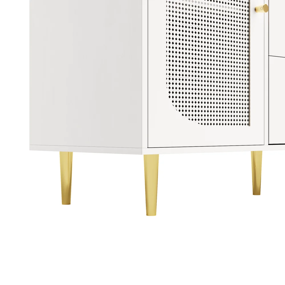 160 x 40 x 90 cm braunes Rattan-Sideboard, unabhängiger Aufbewahrungsschrank aus Holz mit Schublade für Küche, Zuhause und Wohnzimmer – Detail 29