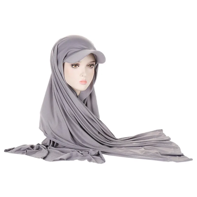 Women Bonnets Scarf Hat Cross border Brim Solid Color Women's Cap Long Cover Middle East Versatile Hijab scarf Muslim Fashion 5