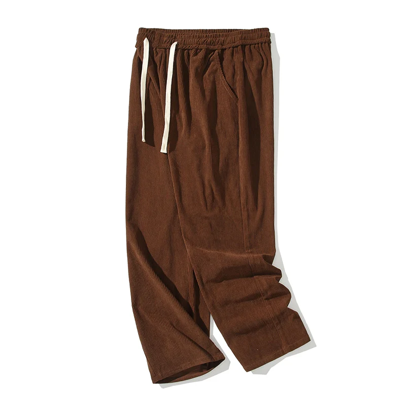 Brand Men's Corduroy Casual Pants Korean Street Straight Loose Wide Leg Pants Fashion Casual Sports Pants Black Gray Beige White