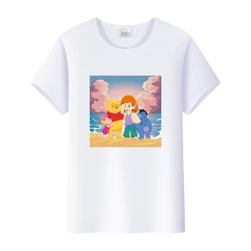 Disney Cartoon Ladies Tees Edward Pooh Tigger T-Shirt Gothic White Top Camicie A Maniche Corte Donna Plus Size Abbigliamento Estetico