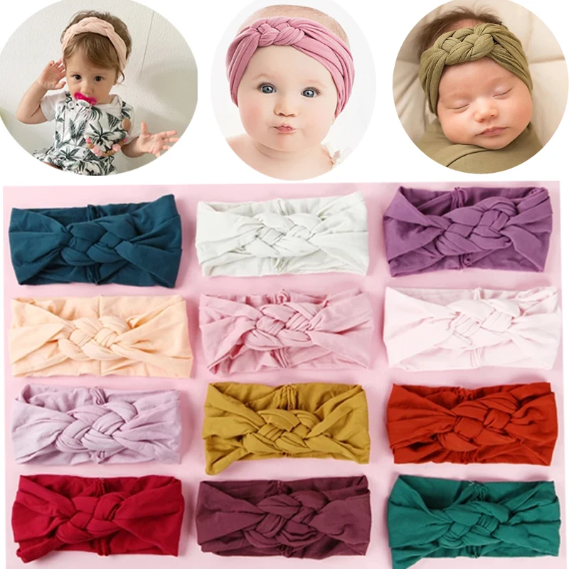 2 pces Baby Headband Twisted Top Cross  Knot Headwrap Elastic Hairbands For Child Turban Baby Girl Hair Accessories