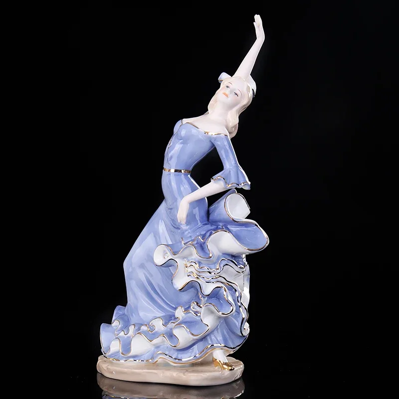 

[MGT] Porcelain Passionate Lady Flamingo Latin Dancer Sculpture Ceramic Flamenco Dancing Figure Decor Gift Ornament Accessories