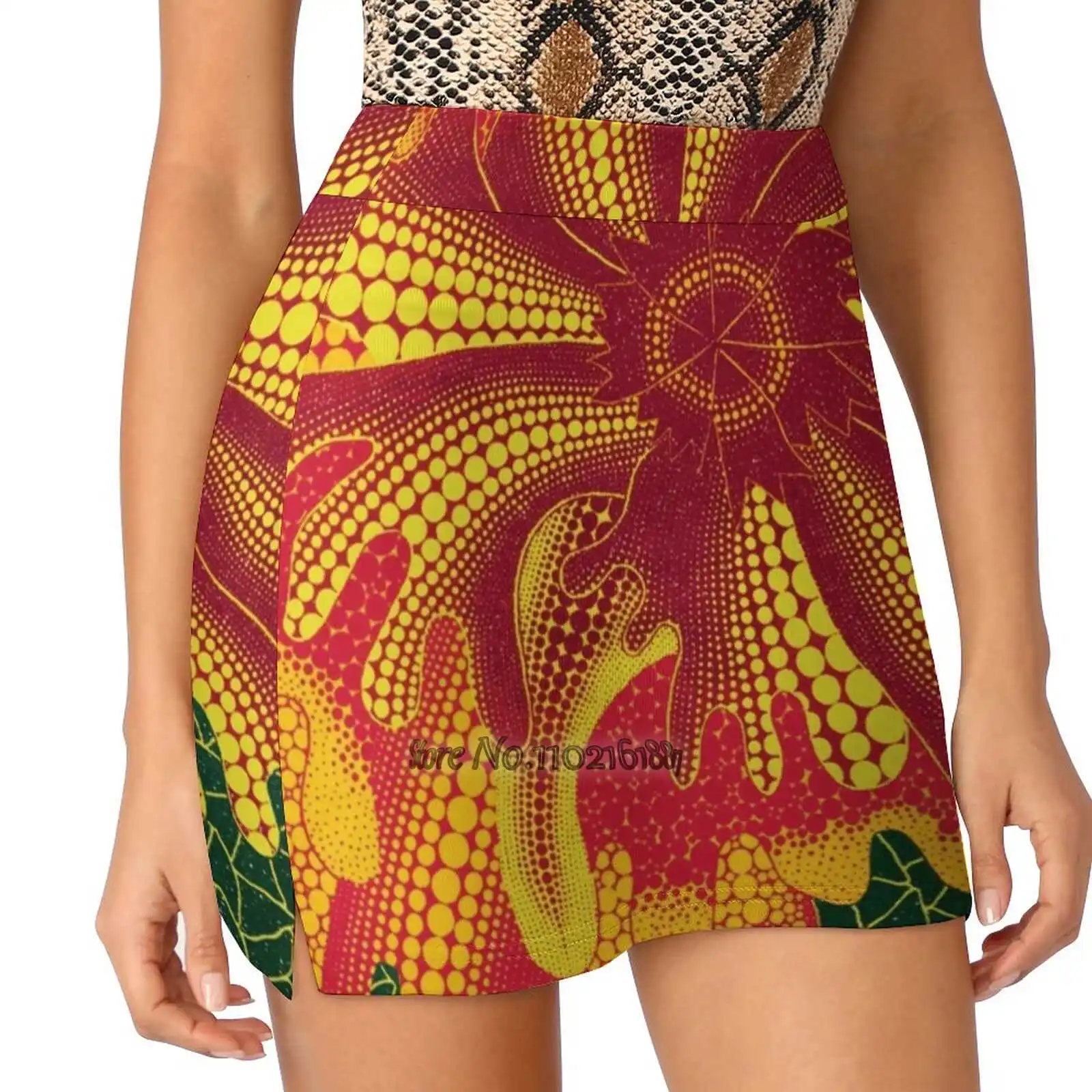 

Yayoi Flowers Art Tennis Golf Skirt Sexy A-Line Harajuku Shorts Skirt With Phone Pockets Skort Kusama Kusama Yayoi Yayoi Kusama