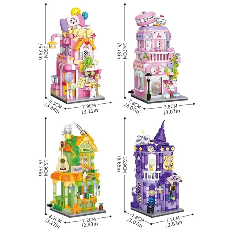 Street View Building Blocks VILLA House Magic House Colorful 3D Model Assembling City Mini Bricks Sets Kids Kits for Kids Gifts
