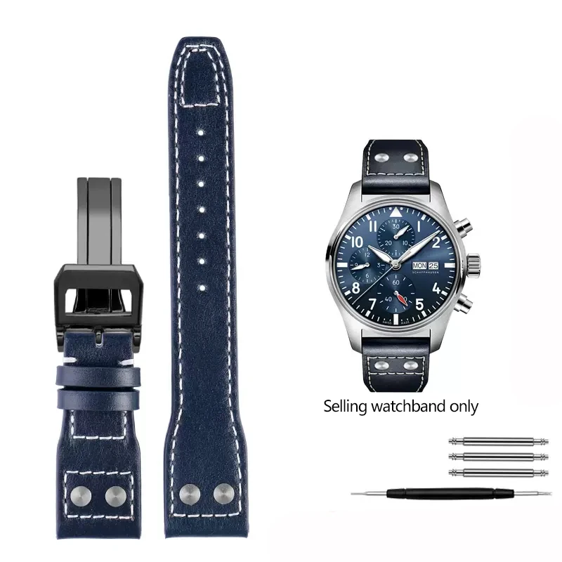 Iwc-本革時計バンド,パイロット,フラミンサー,小さな時計,18ストラップ