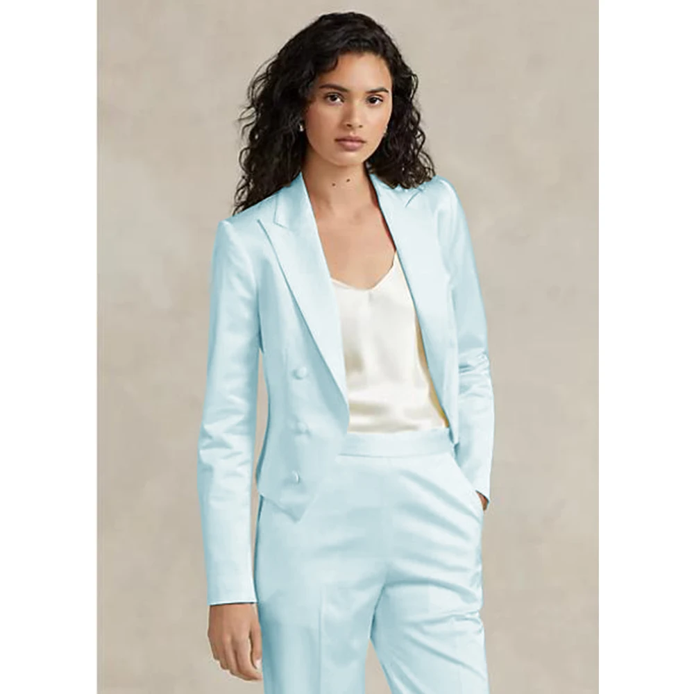 Women's Suit Two Piece Satin Elegant Short Jacket Casual Fashion Slim Fit Party Dress Set of Two Pieces Women's Clothing 2024