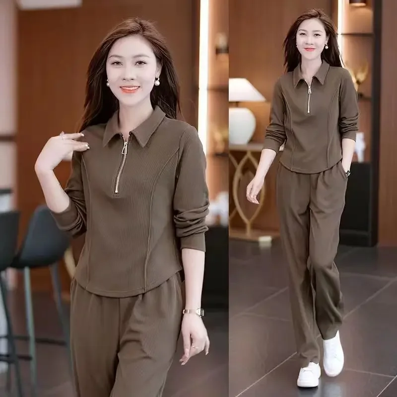 مجموعة أوائل الخريف بدلة رياضية حساسة على الموضة بنصف سحاب وأكمام طويلة بدلة رياضية نسائية أنيقة لتقليل العمر للتخسيس قطعتين S