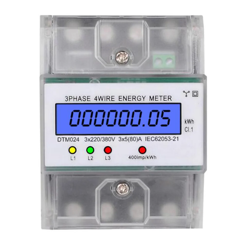 

3-фазный 4-проводной измеритель энергии 220/380 в 5-80 А измеритель потребления энергии кВт/ч измеритель мощности на DIN-рейке цифровой измеритель мощности