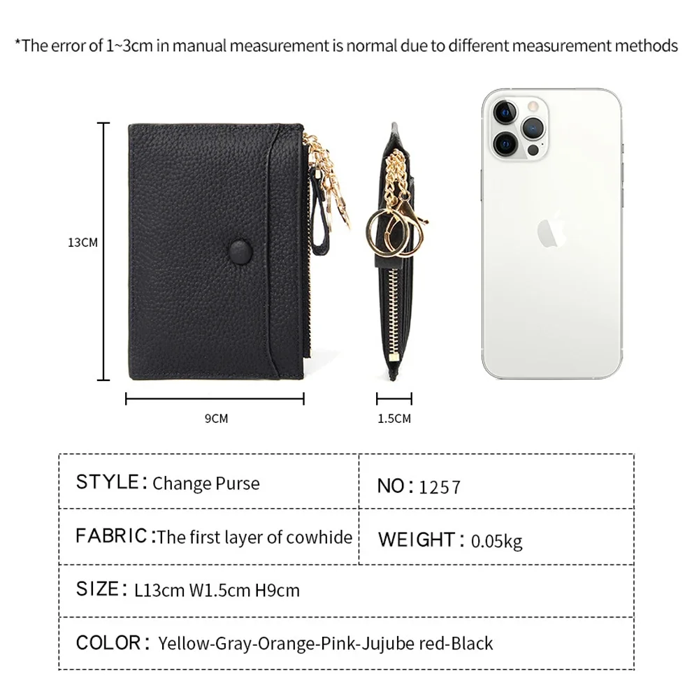 Japanese Card Holder Keychain for Women Slim Leather Card Case Holder Wallets Coin Change Purse Minimalist Front Pocket Wallet
