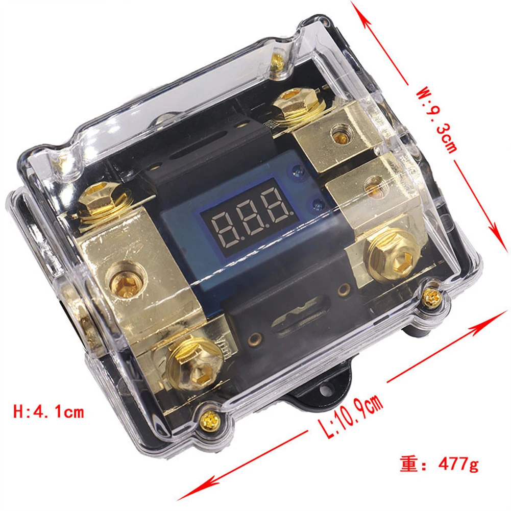 LED 디스플레이가 있는 1입력 2출력 전원 분배 블록, 자동차용 24V 100A ANL 스테레오 분배 블록