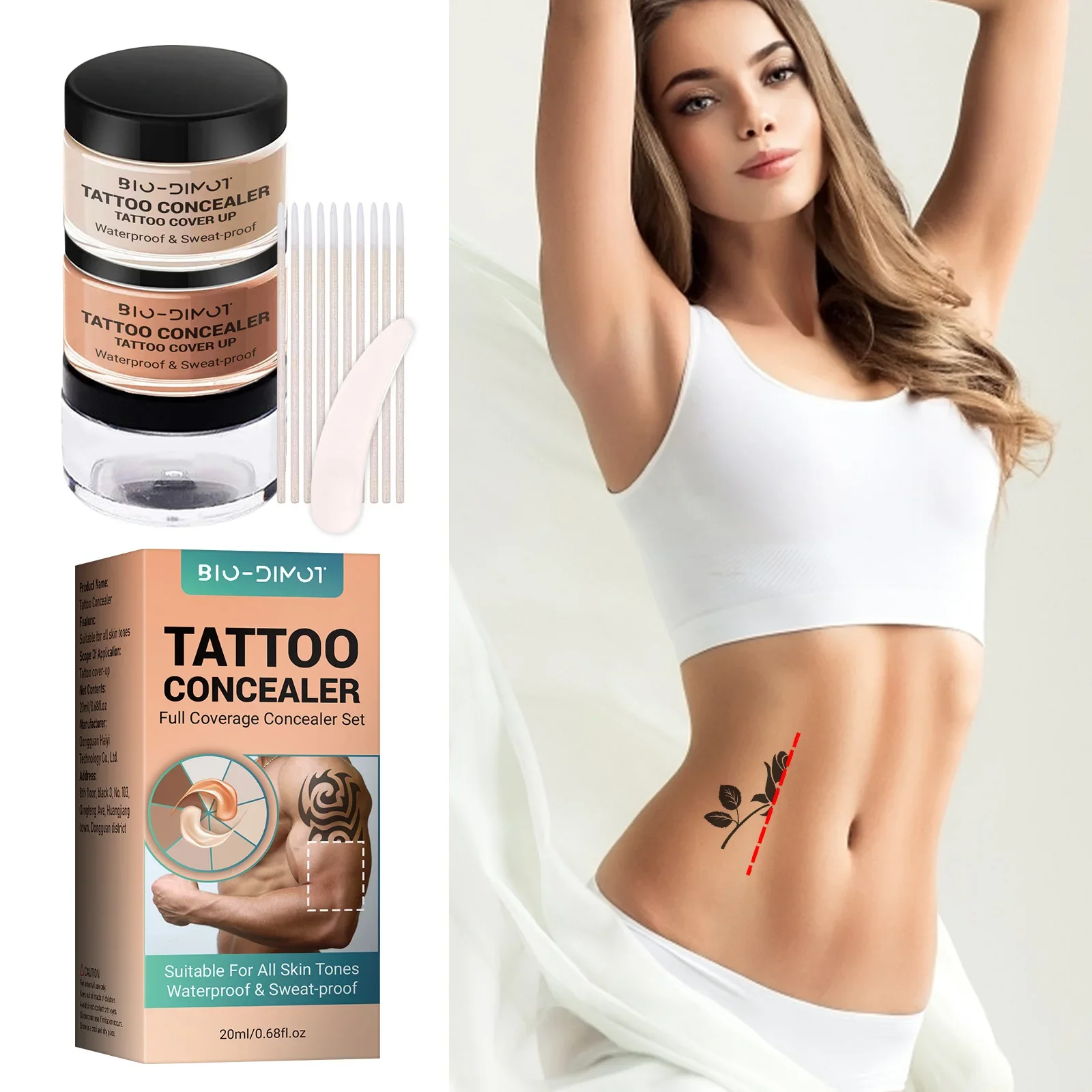 Waterproof Full Coverage Concealer Cream For Tattoos Scars Natural Finish Foundation For All Skin Tones & Types Foundation Cream_voghion.com