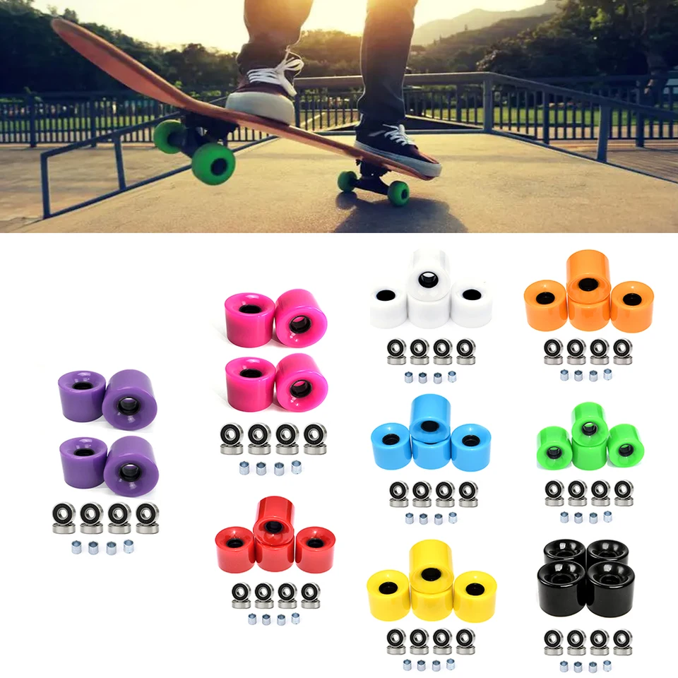 Lot 4 Roues Skateboard 78A Souples – Pour Cruiser Et Longboard, Avec Roulements, Diamètre 70mm