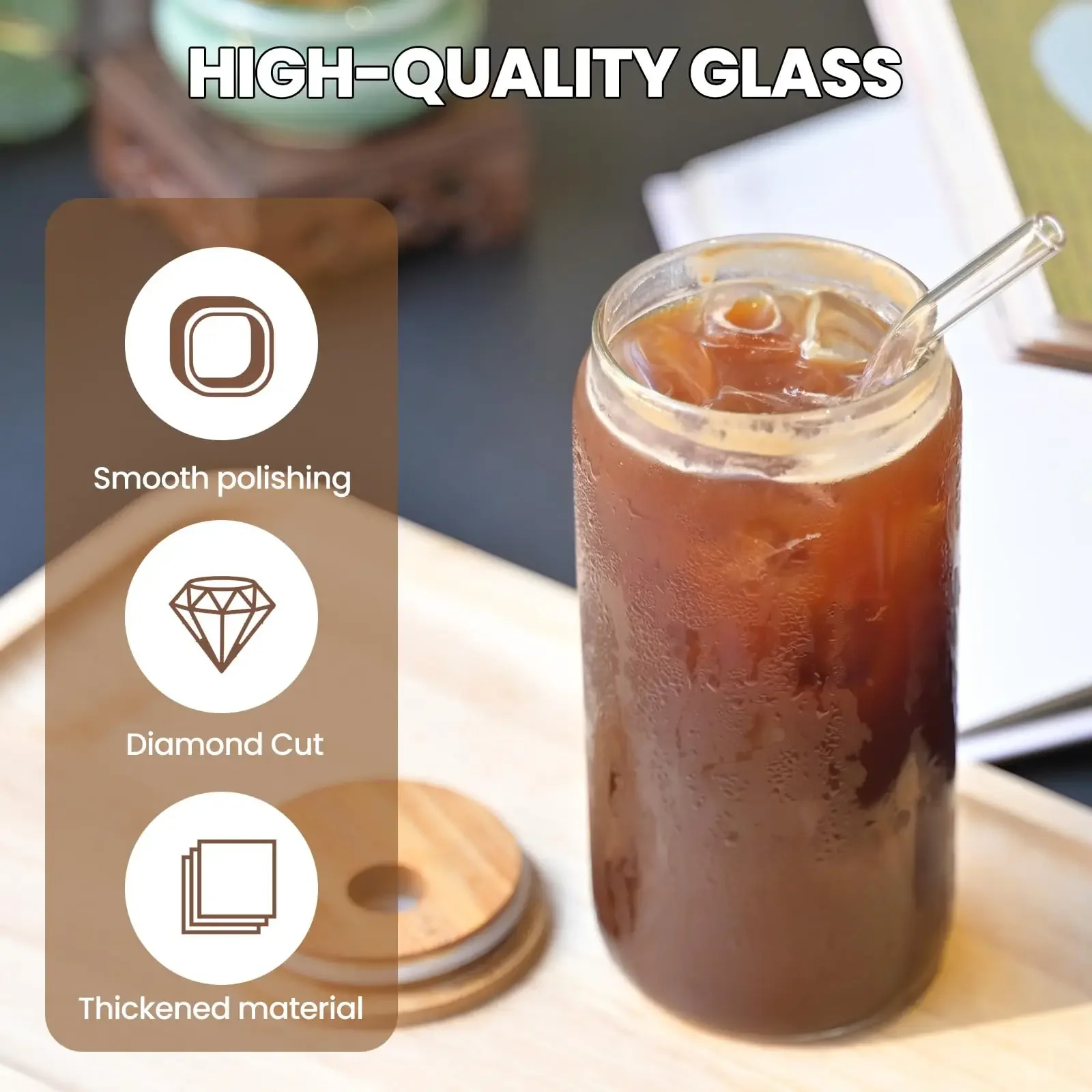 Glass whiskey cup Glass Cup with Lid and Straw Transparent Bubble Tea Cup Glass Beer Can Milk Mocha Cups for Cocktail Whiskey Birthday Present