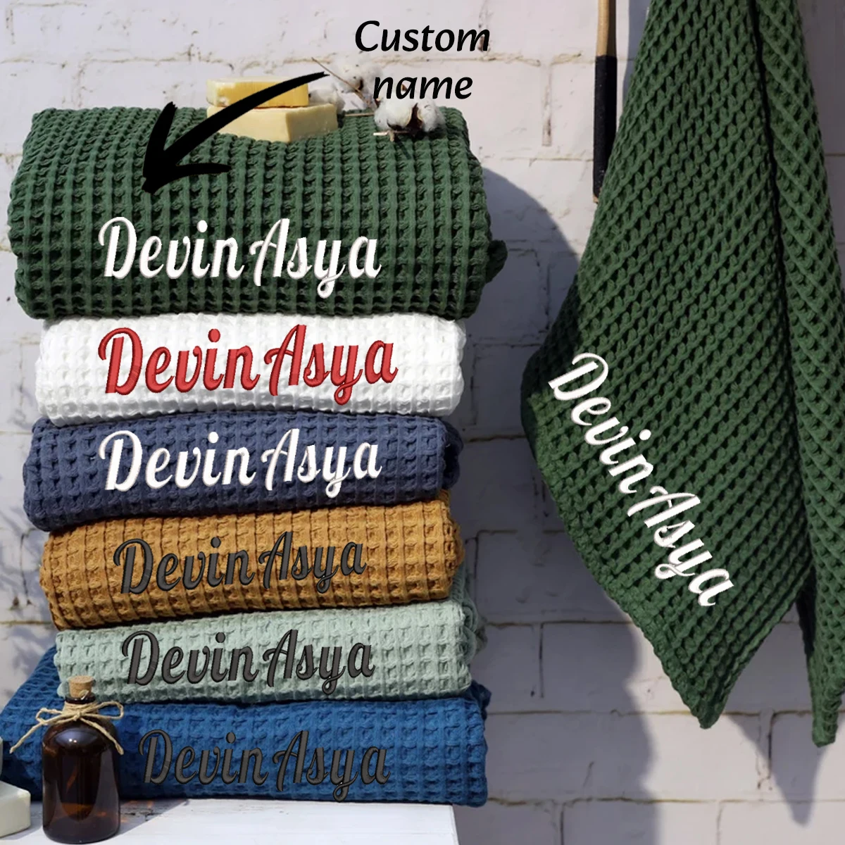 Personalized Towel with Embroidered Text 1pc Highly Absorbent & Super Soft Cotton Bath Sheets for Spa Gym Pool and Hotels
