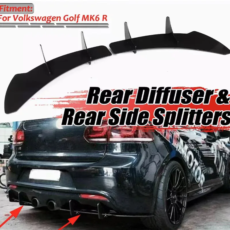 

Black Rear Bumper Lip Trunk Spoiler Rear Diffuser Protector ABS For Volkswagen VW Golf 6 VII MK6 GTI R20 Auto Accessoris