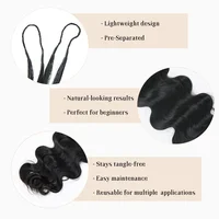 Smilegirl Cheveux Humains Ondulés Crochetés Miracle Knots pour Tresses Bohèmes, Extensions de Cheveux Humains Bruts 100% Naturels, Cheveux Humains au Crochet Effet Plume 3