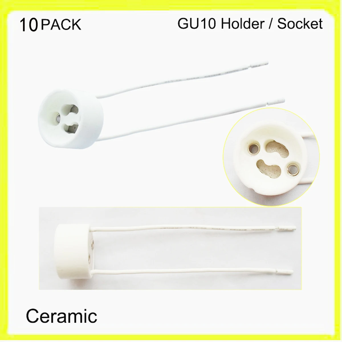 10 PACK Ceramic MR16 GU10 Holder Spotlight Accessories Socket GU5.3 Base 10cm Wires Light Fittings Free Shipping