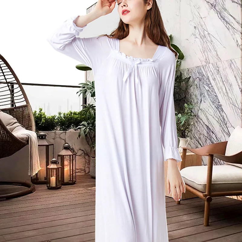 Girls Nightgown Long Sleeve White Pajamas Dress Palace Princess Nightdress Night Wear for Kids Girl Pijamas clothing