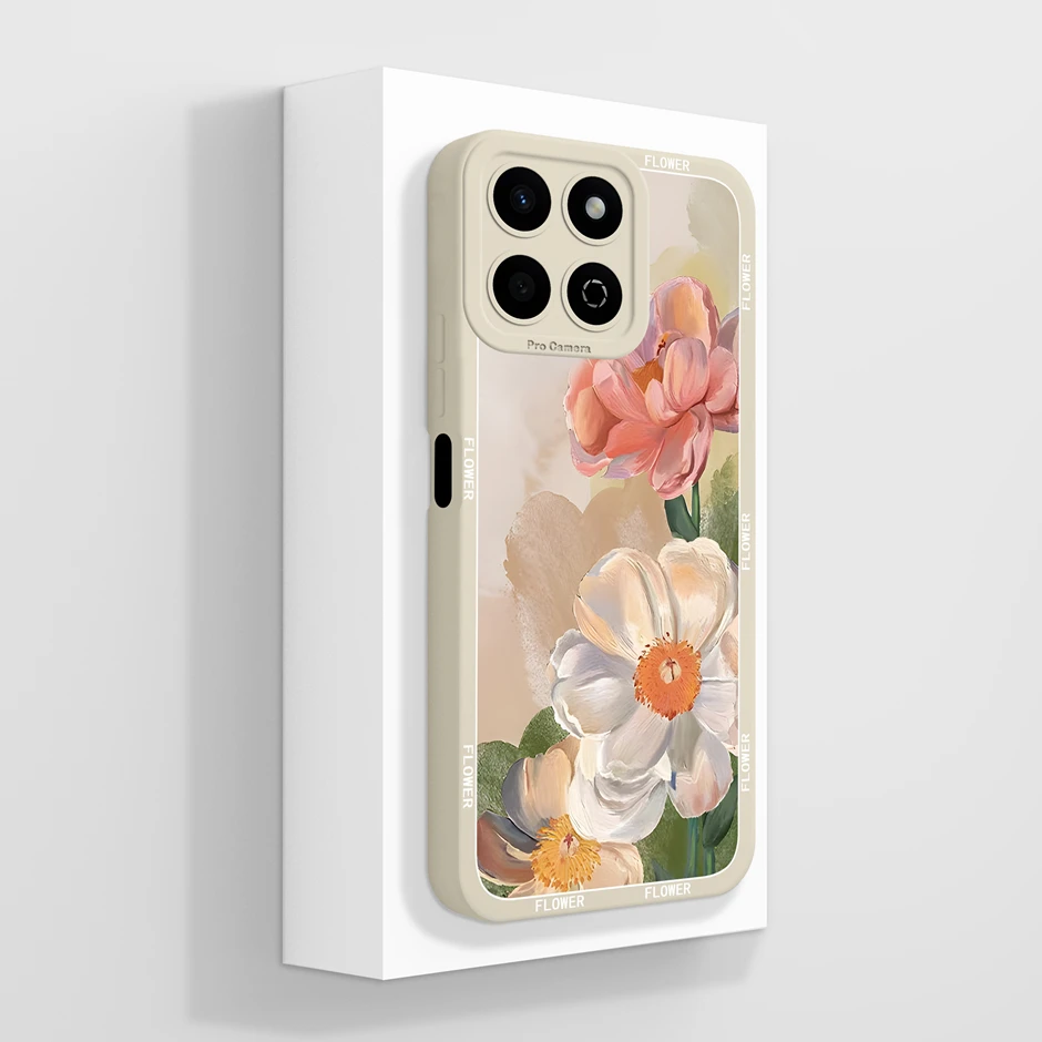 Artistic Oil Painting Floral Design Soft Silicone Anti-Drop Phone Case Cover