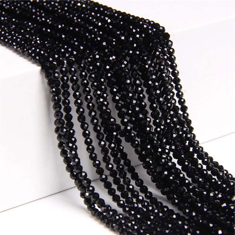 Small Bead Natural Stone Facted Black Spinal Sapphires Rubys2 3 mm section Loose Beads for Jewelry